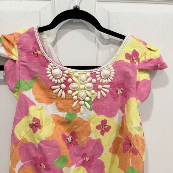 womens lilly pulitzer dresses Size 0 Floral Dress Pink yellow Elegant - Picture 4 of 10